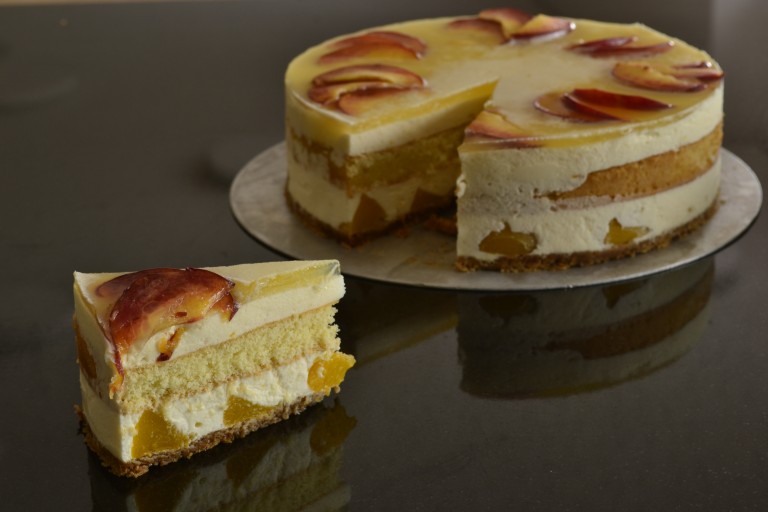 Trilogie aus Joghurt, Pfirsich und Maracuja